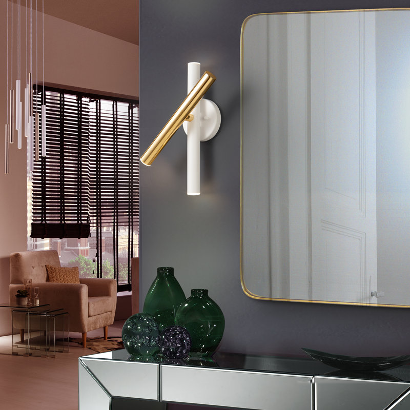 Kuhlmann LED Swing Arm Sconce, Gold/White