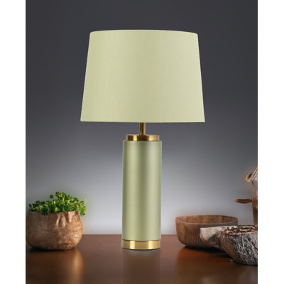 Cylinder 55cm Metal Ceramic look Table Lamp