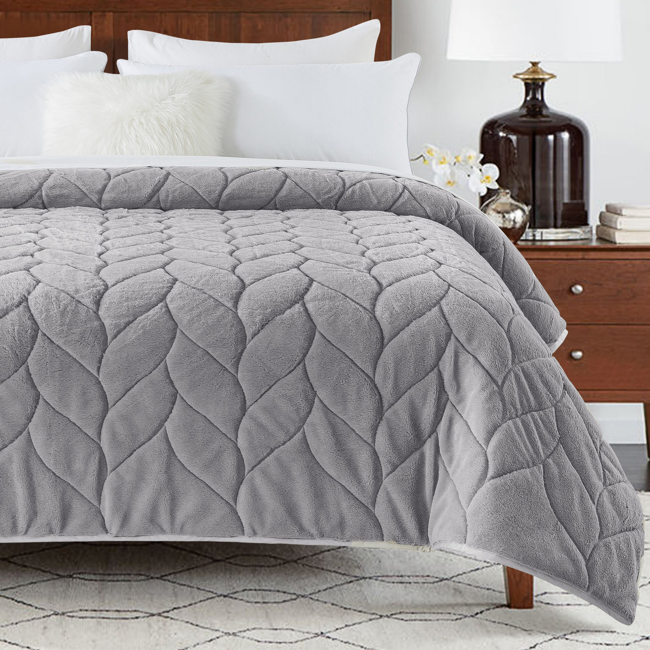 Waverly Cozy Gray Down Alternative Throw | Wayfair