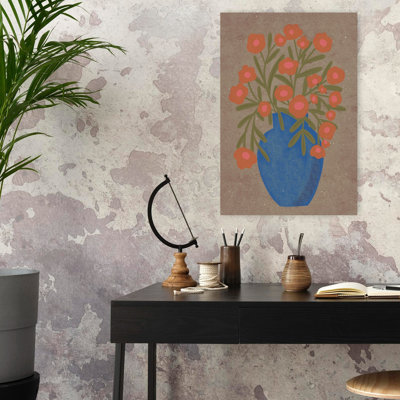 Rusty Blue Pot by Nikita Jariwala - Wrapped Canvas Print
