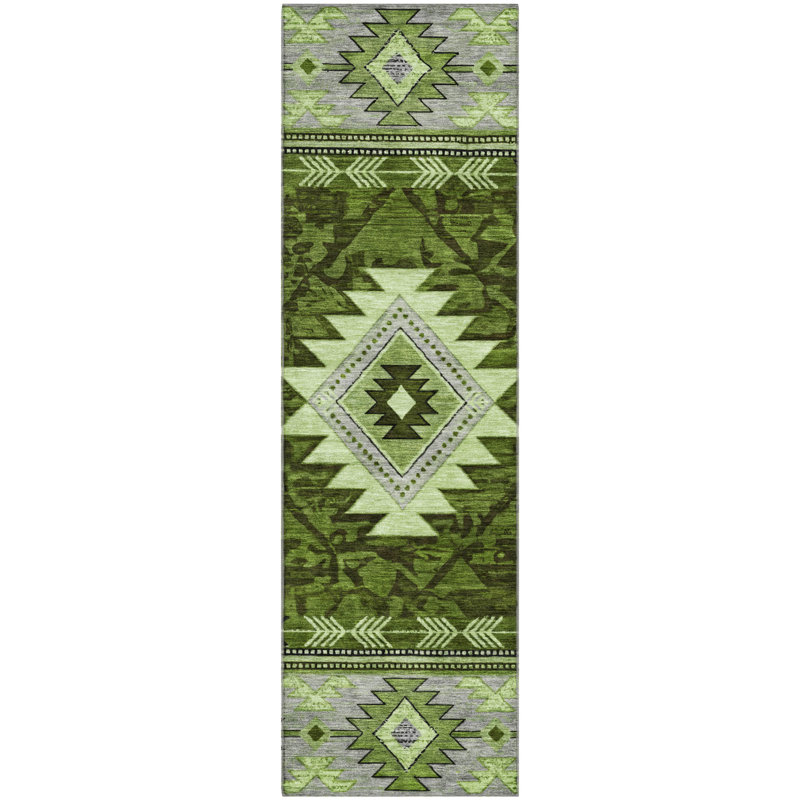 Premium Machine Washable Lubbers AMF1754 Tribal Rug, Runner 2'3" x 7'6"