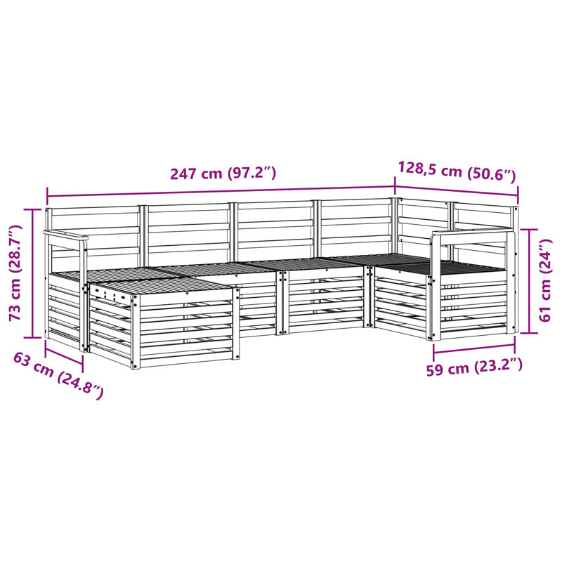 247cm Wide Patio Sectional Set