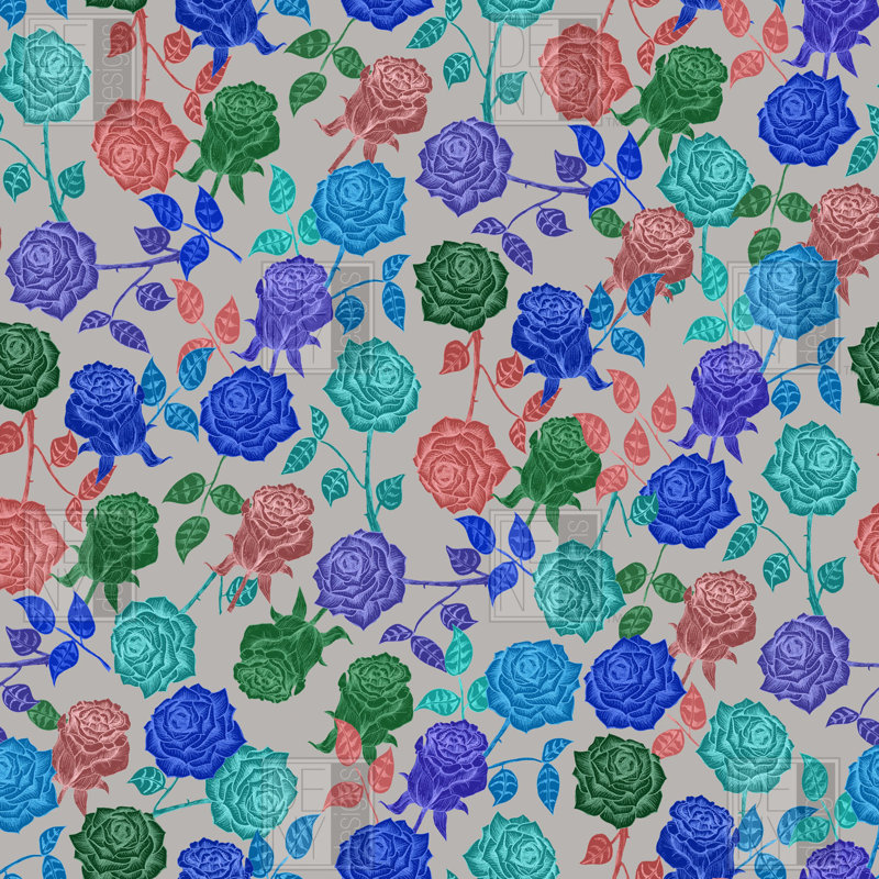 Rideau de douche simple roses, Roses bleues