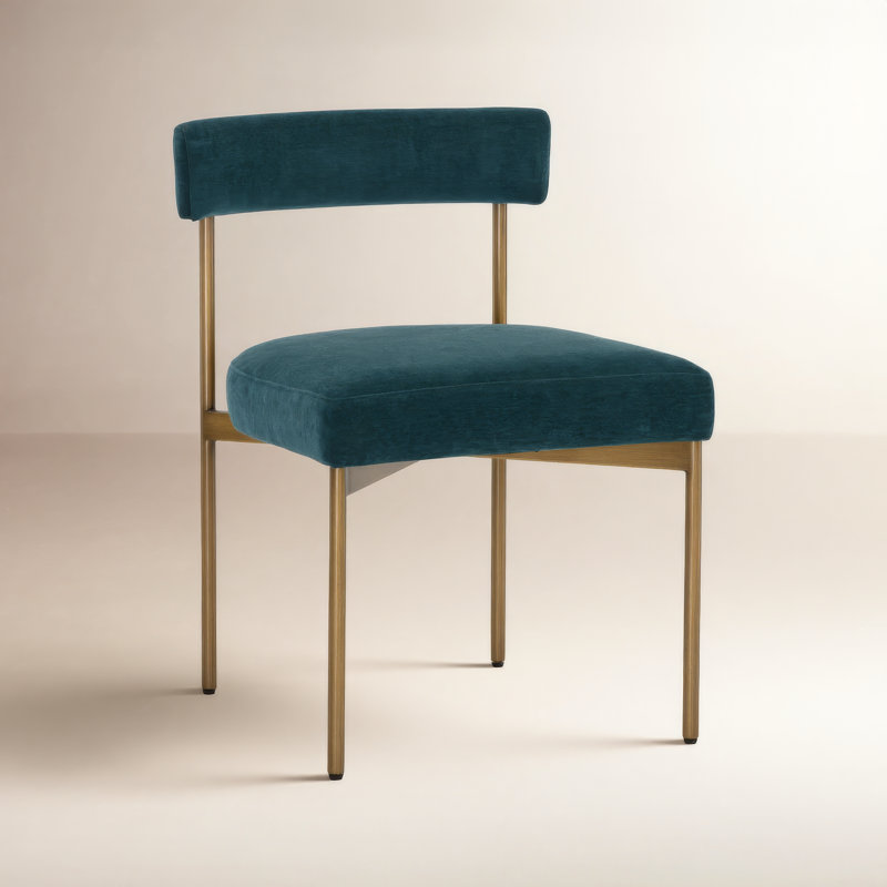 Seneca Upholstered Dining Chair, Teal, Gold