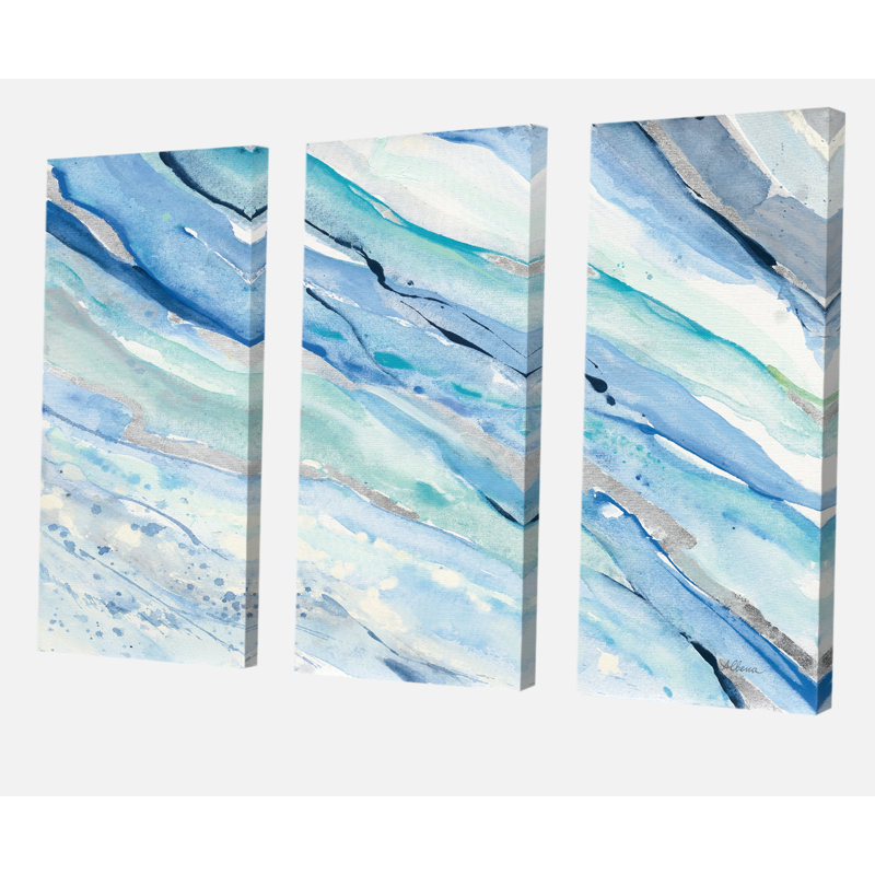 «Blue Silver Spring I», ensemble de 3 reproductions d'art sur toile tendue, H 32 po x l 48 po x P 1 po