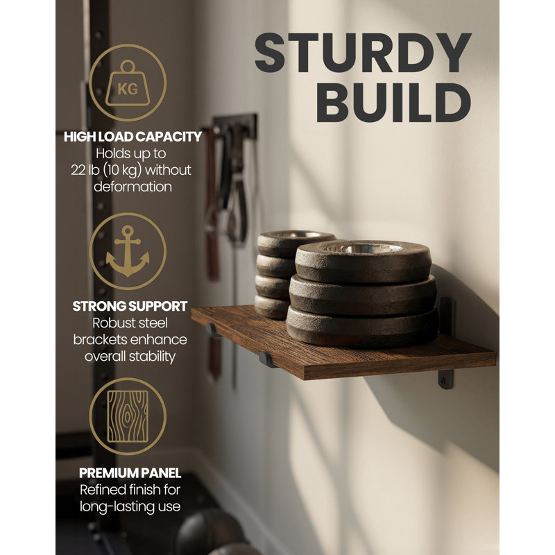Floating Shelf, 10cm H x 40cm W x 21.3cm D, Brown