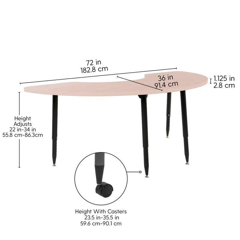 Table d'activité Adapte 36 x 72, Sable asiatique, Noir