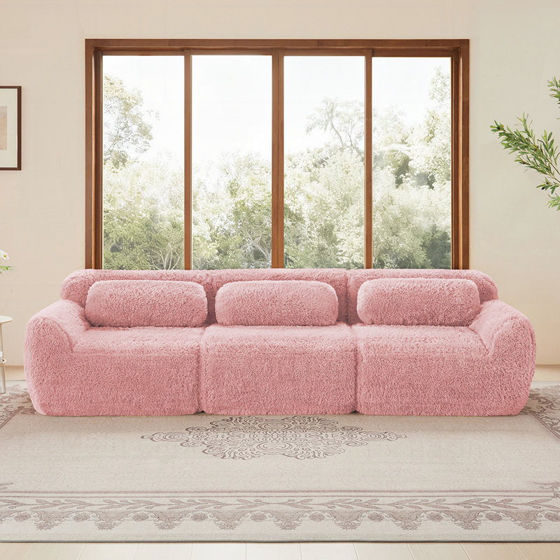 Canapé modulaire en tissu moelleux doux et moelleux, conception ergonomique avec repose-pieds et coussins décoratifs, assemblage facile pour le cinéma et le cinéma maison