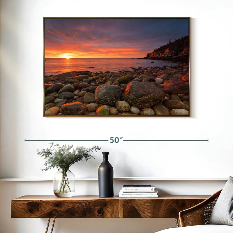 Lever de soleil au parc national d'Acadia, Cadre flottant doré, 40 po x 27 po