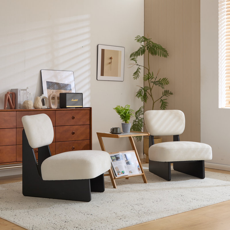 Chaises d'appoint rembourrées en tissu Vierra, Noir, Blanc
