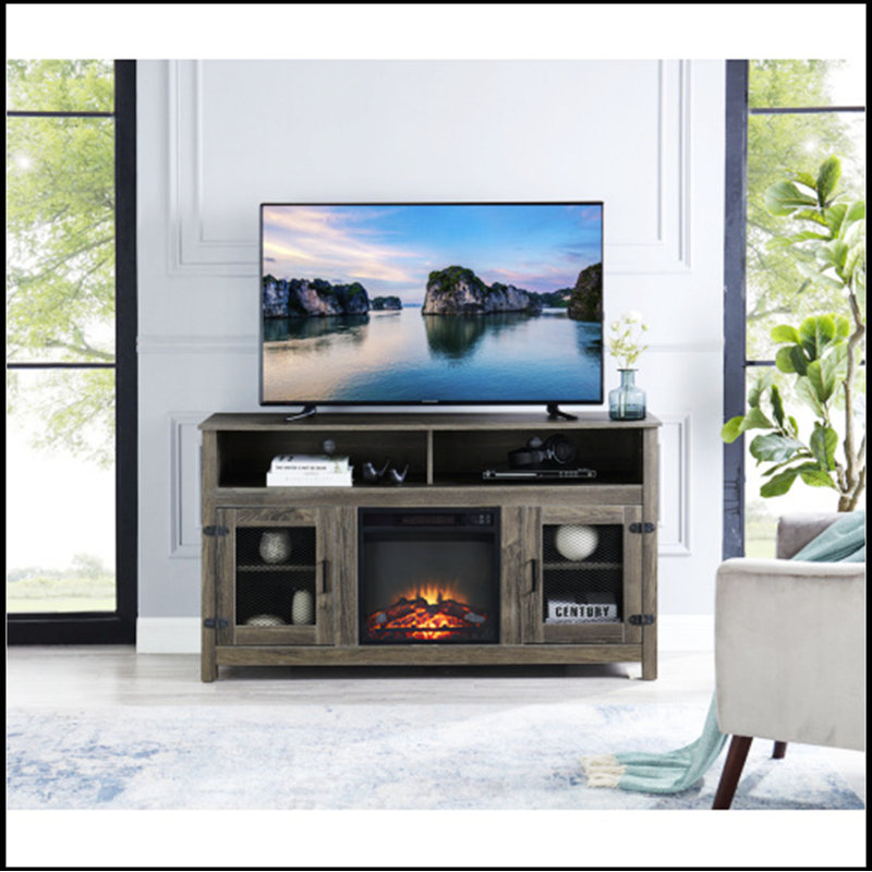 Meuble télé avec foyer électrique Modern Farmhouse