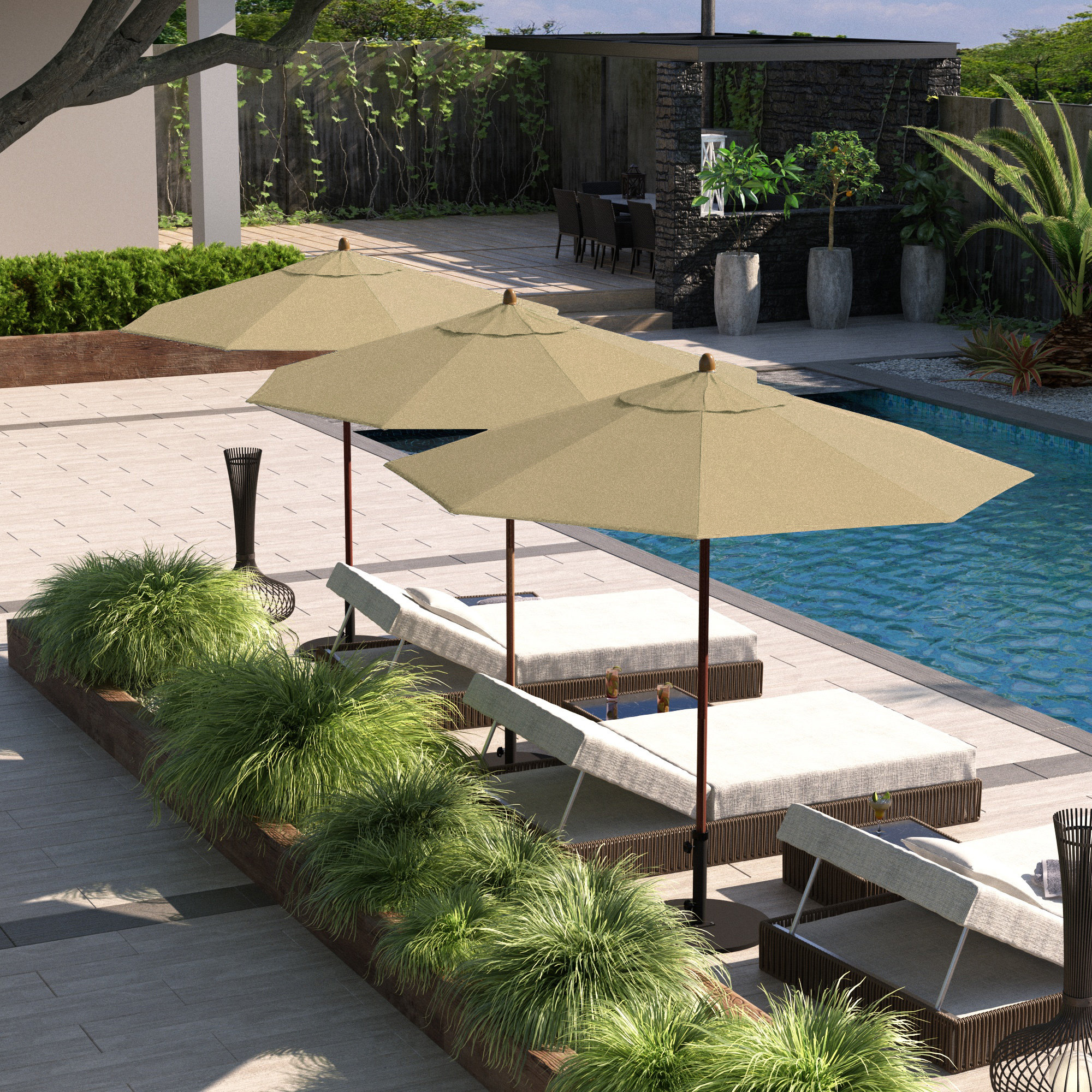 Sanna 104'' Sunbrella® Outdoor Umbrella, Antique Beige Sunbrella® Canvas