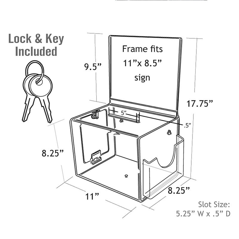 Clear Acrylic Extra Large Suggestion Box with Lock and Pedestal