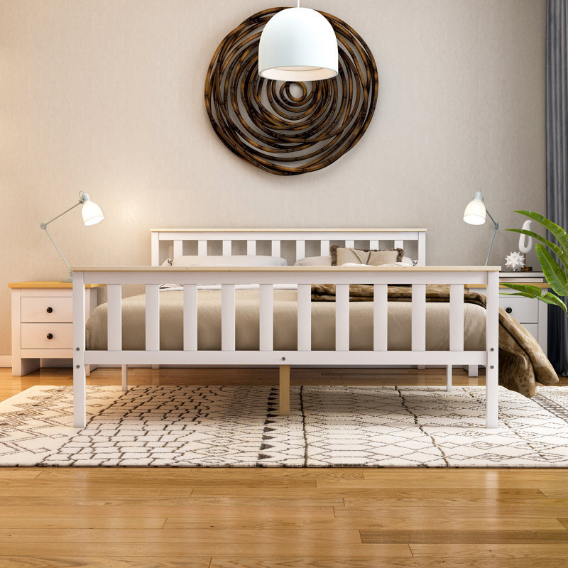 Solid Wood Bed, Kingsize (5'), White/Pine
