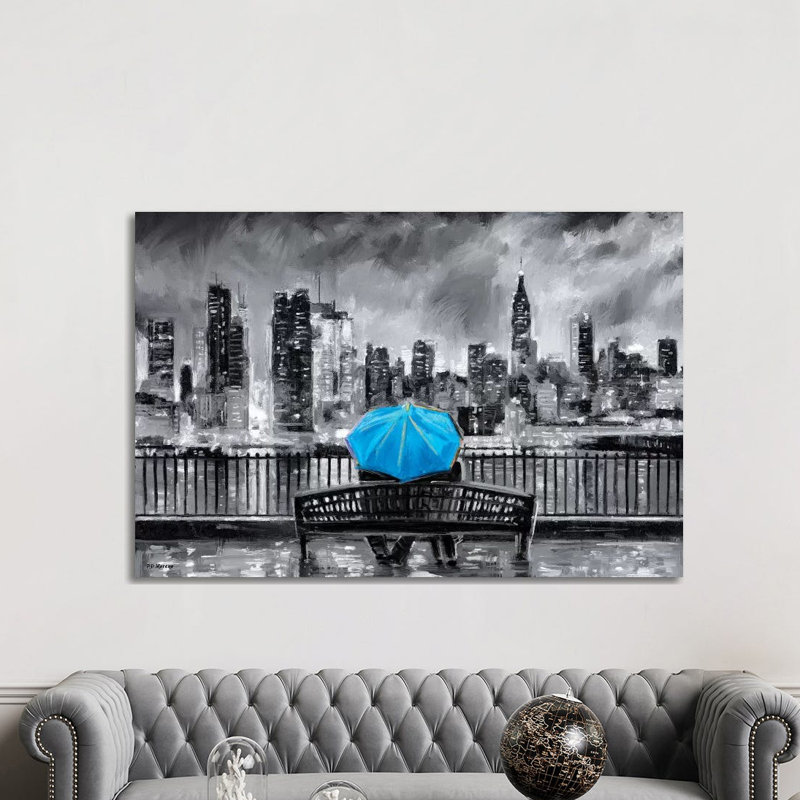 NY In Love In Blue by P.D. Moreno - Print on Canvas, Wrapped Canvas, 66.04 cm H x 45.72 cm W x 3.175 cm D