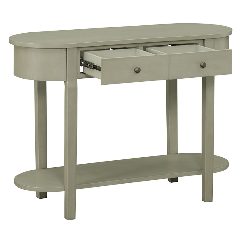 Elegant Retro Console Table with Curved Design and Smooth Glaze for Entryways, Grey