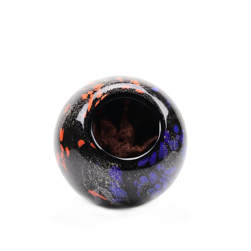 Vase de table en verre Torino en noir / bleu / orange