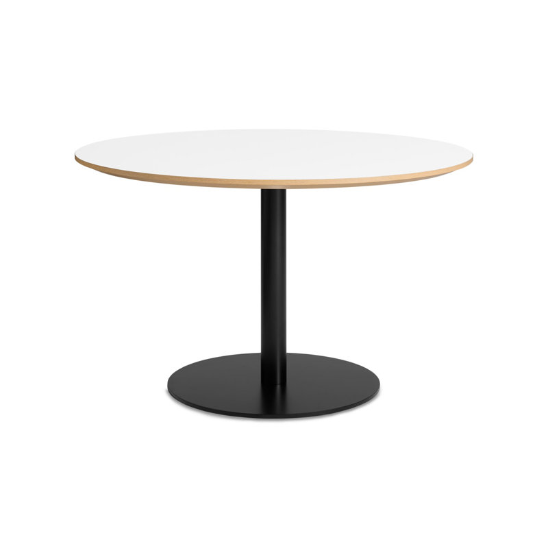 Easy Round Pedestal Dining Table, 29" H x 48" W x 48" L, White Oak, Matte Black