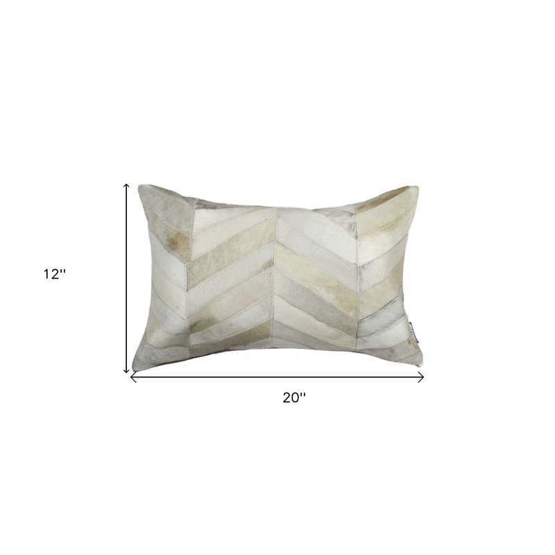 12" x 20" Chevron Cowhide Throw Pillow, Natural Shade Chevron