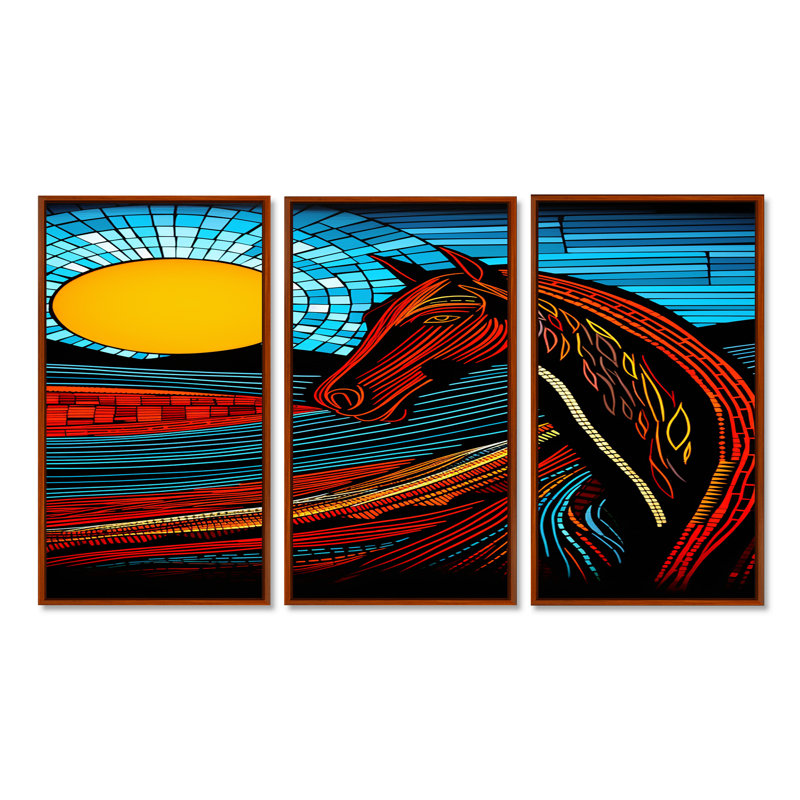 Girard - cheval, ensemble d'art mural, Cadre flottant brun, H 28 po x l 36 po x P 1 po