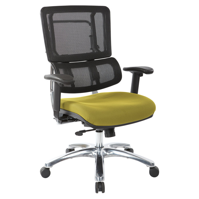 Chaise de travail ergonomique Pro-Line II, Aluminium poli, Vert olive, noir