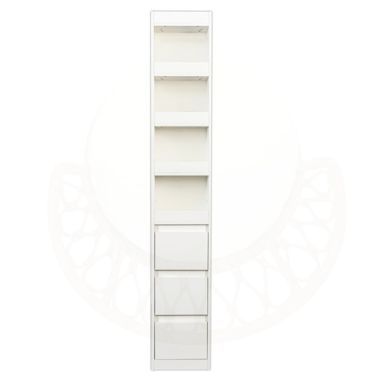 Modern 70.87 Inch Tall Display Storage Poirier with 4-Tier Shelf, 3 Side Drawers & 4 Small Display Shelves for Home Office and Living Room