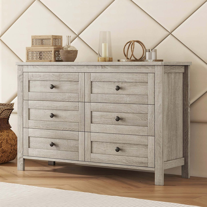 Commode 6 tiroirs, Gris antique