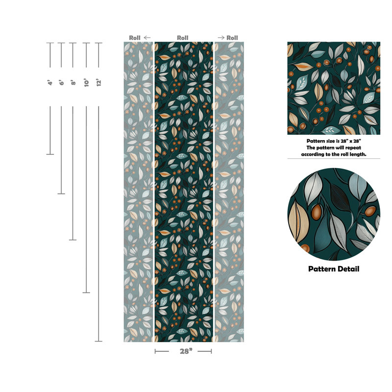 Papier peint amovible Autumn Night Elegance, L 48 po x l 28 po
