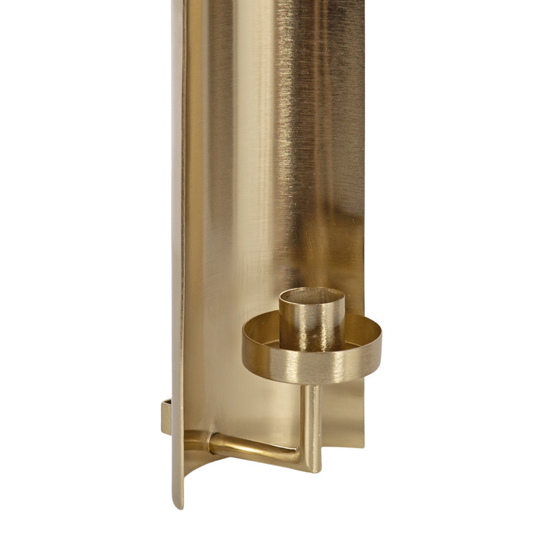 Taybron Curved Metal Taper Candle Wall Sconce, Gold