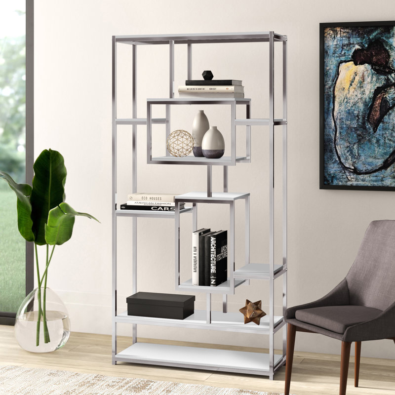 Agatha Geometric Bookcase, White