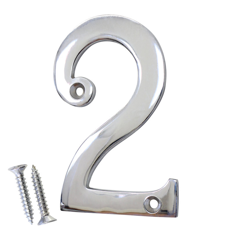 Numéro de maison 4 po, Chrome poli, 2