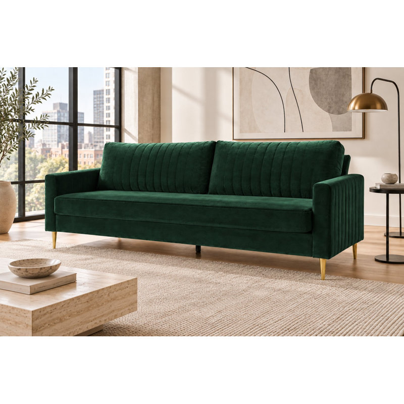 Malverne 3 Seater Velvet Sofa, Green