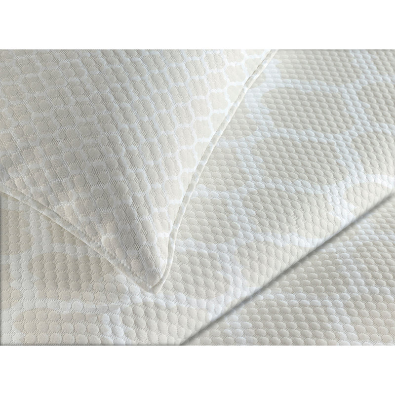 Ambesonne Beige Bedspread Set Delicate Classical Rows Eggshell White, King Bedspread + 2 Standard Shams
