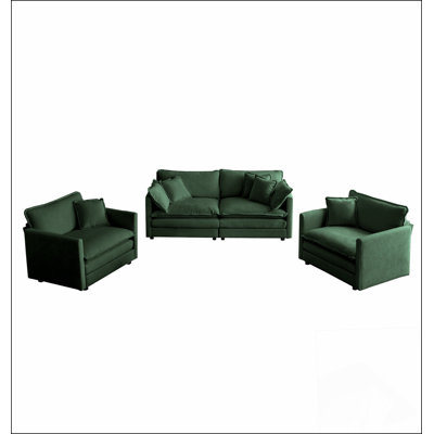 3 Piece Sofa Set with Pillow, Sofa Set Include 2- Piece Of Arm Chair And One 2-Seat Sofa