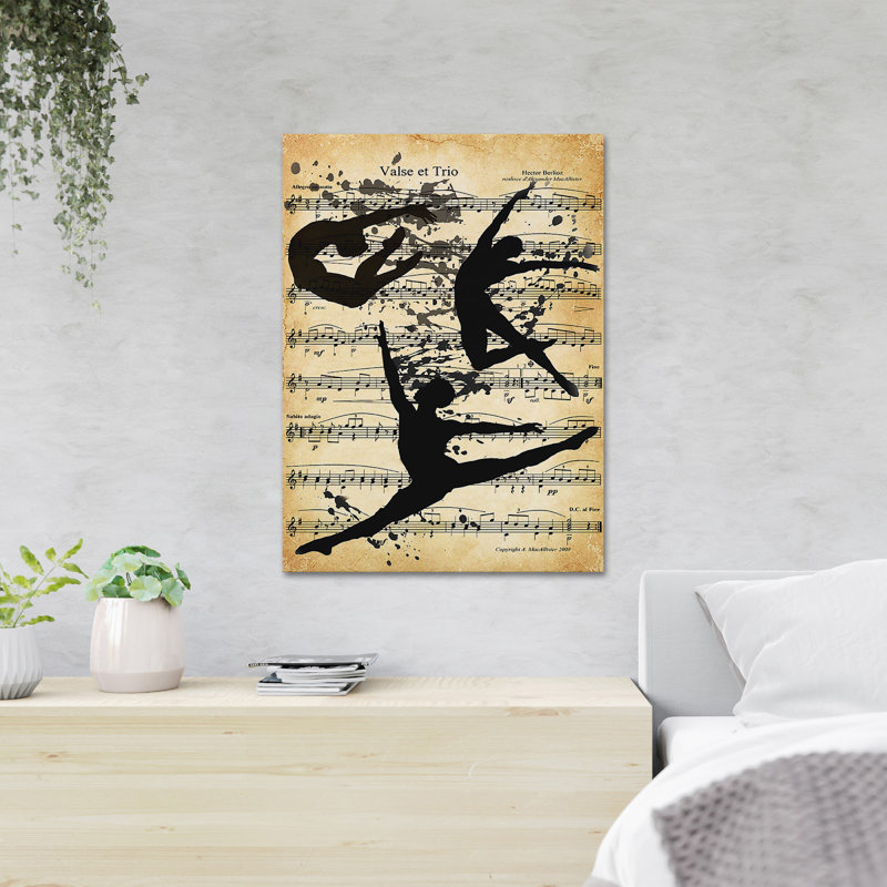 «Ballet People Dancing - Valse Et Trio», reproduction d'art graphique sur toile tendue, H 36 po x l 24 po x P 2 po