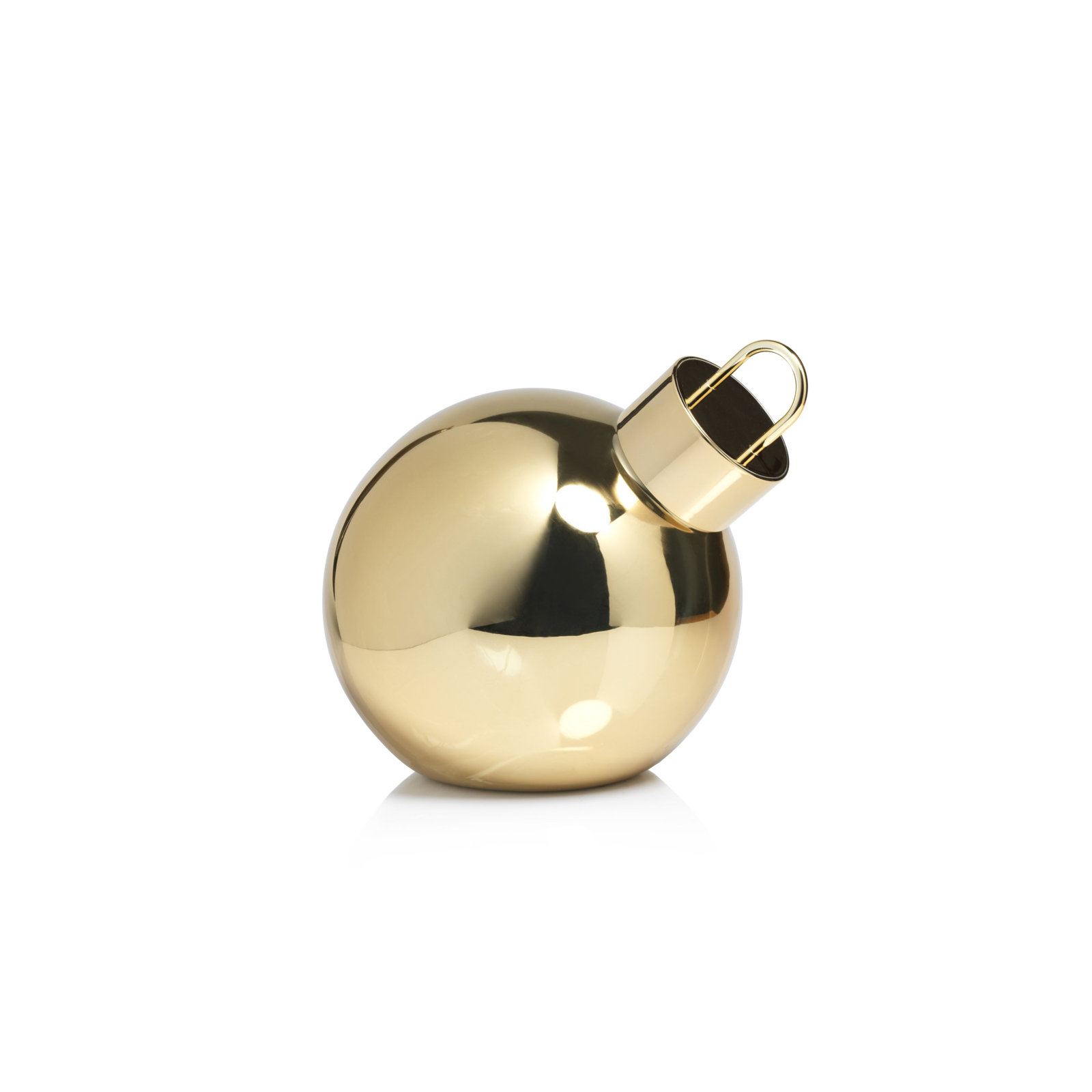 Lighted Glass Slanted Ball Christmas Ornament , Gold, 9.75" H x 9.75" W x 9.75" D