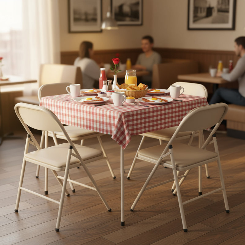 Table de salle à manger pliable de 31,5 po, pliable pour un rangement facile, pieds pliables pour économiser de l'espace pour un assemblage intérieur / extérieur, chameau