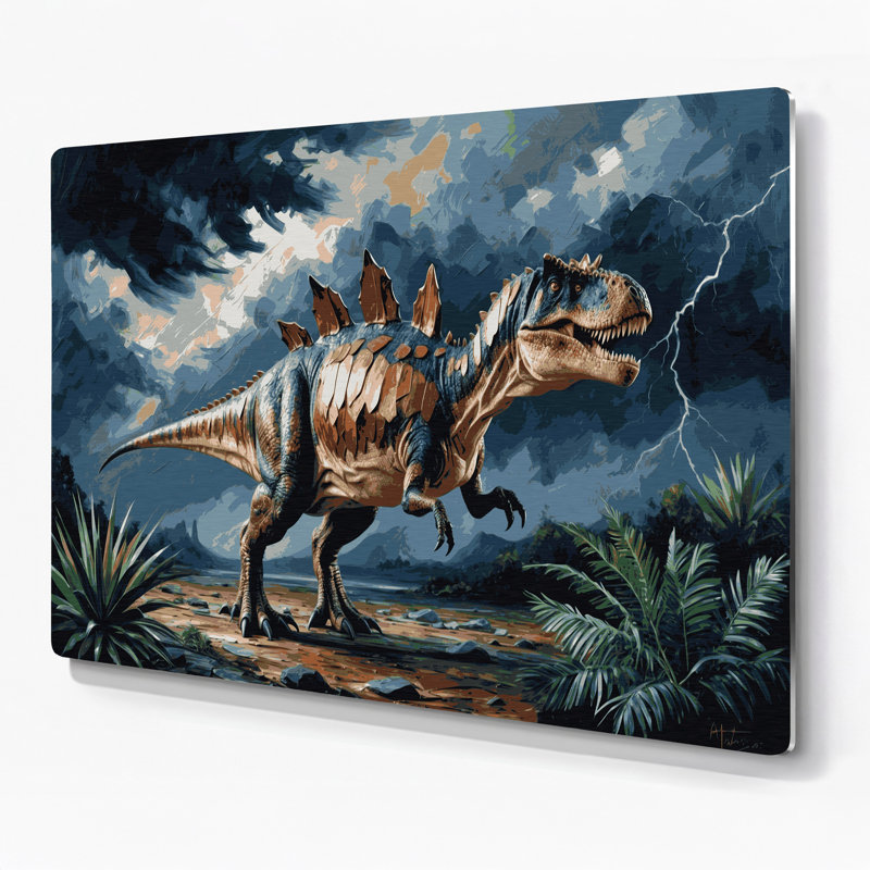 «Dinosaur Kentrosaurus», art mural en métal gris, H 24 po x l 36 po