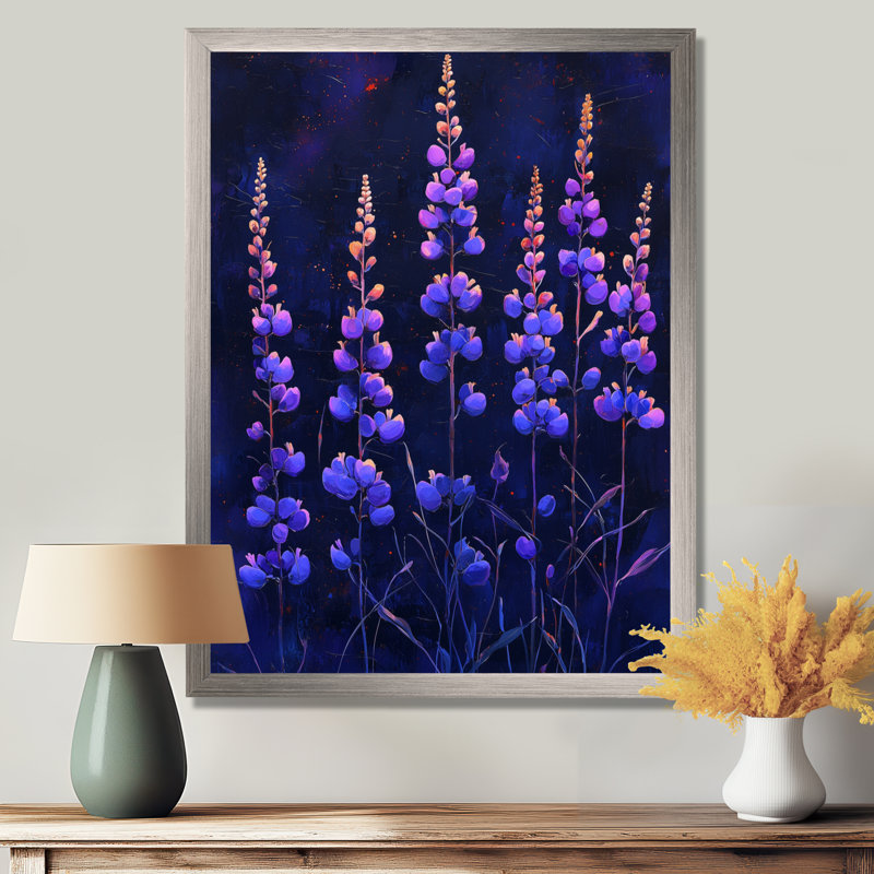 Barbican - impressions sur toile florales, Argent argent, H 40 po x l 30 po, Reproduction encadrée d'une seule photo
