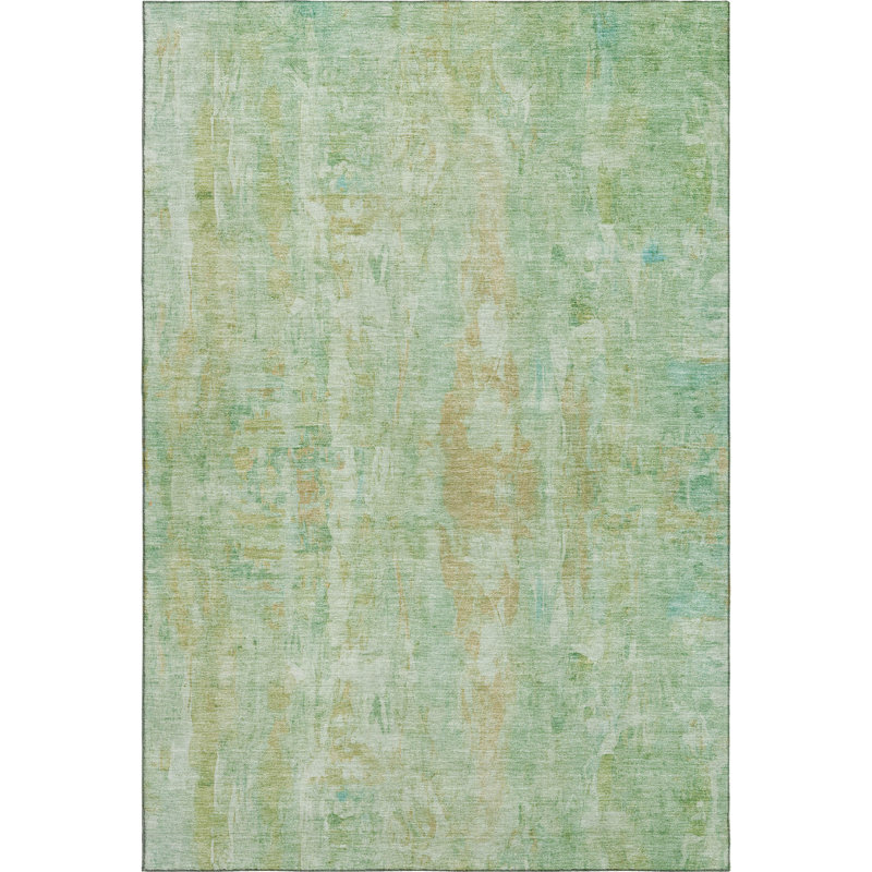 Premium Machine Washable Mayfield AMF2310 Abstract Rug, Basil, 3' x 5'