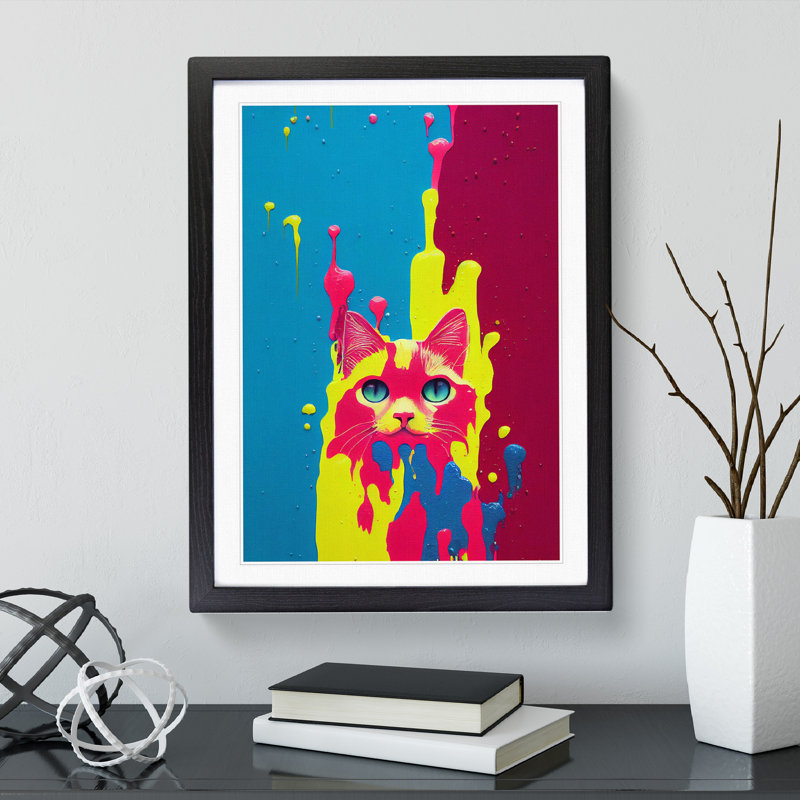 Cat In No.5 - Single Picture Frame Print, 64cm H x 46cm W x 2cm D, Black