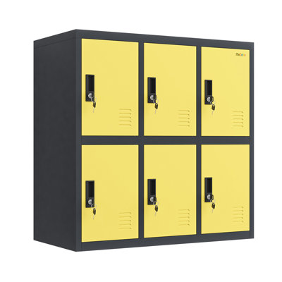 6 Door Blue Metal Locker Cabinet with key by 17 Stories