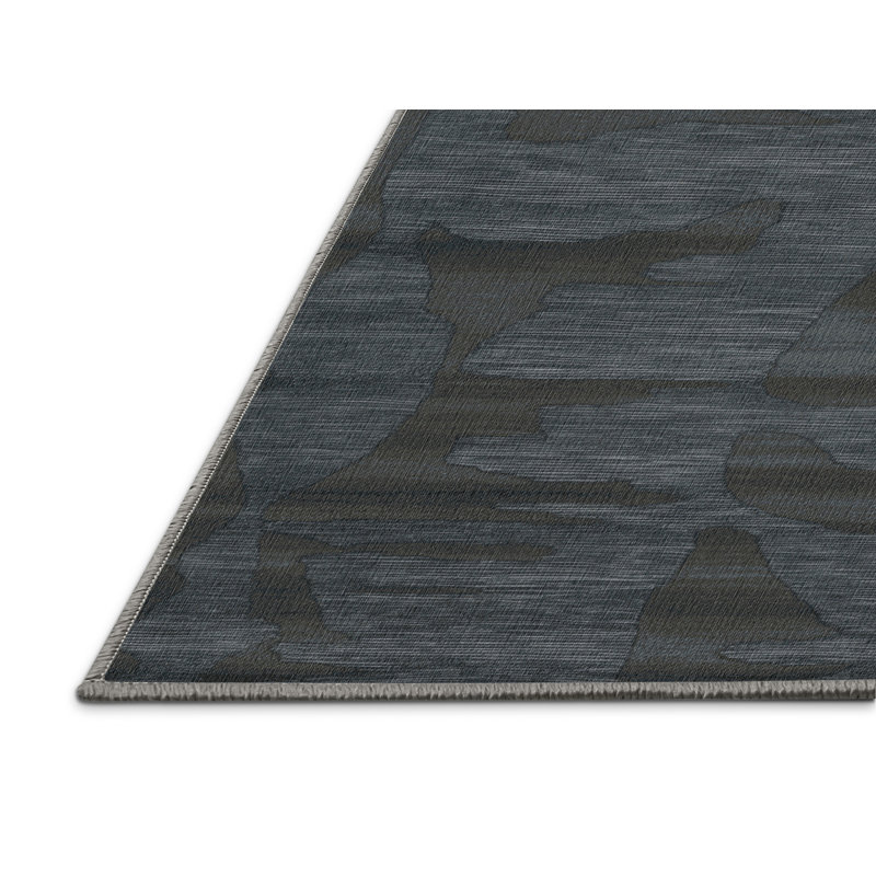 Tapis abstrait gris lavable à la machine, Rectangulaire 2 pi x 3 pi
