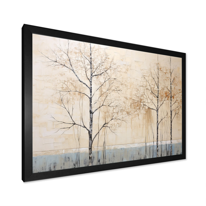 Harmonous beige arbre IV sur toile, H 12 po x l 20 po x P 1 po, Cadre simple noir