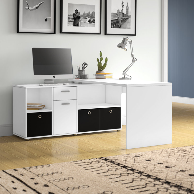 L-Shaped Solid Wood Base Writing Desk