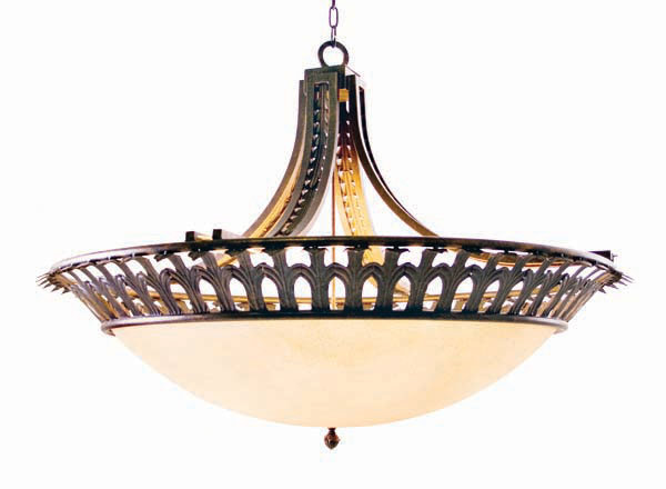 Hampton 6 - Light Pendant, French Bronze, Aged Celadon Parchment