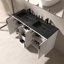 Meuble-lavabo double 60 po avec comptoir en résine noir mat, 3 tiroirs et 4 portes