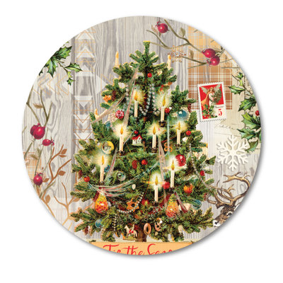 Décoration de Noël circulaire en bois Holiday Tree II 15 po x 15 po