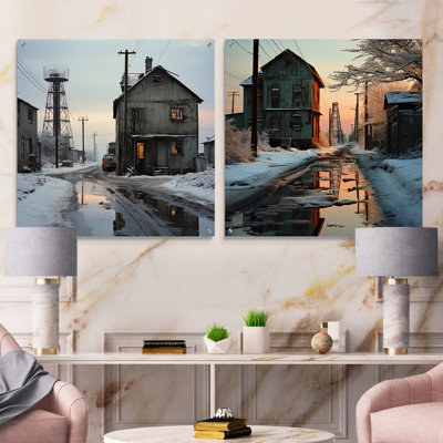 Warehouse Winter Scenery - Ensemble de 2 verres muraux en acrylique