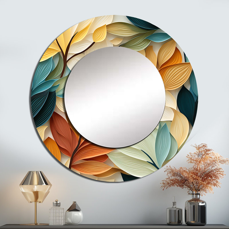 Earthy Tones Natures Palette Botanical Plants - Miroir mural décoratif floral, 36 po x 36 po